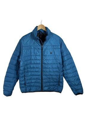 Spyder Down Puffer Jacket Blue Full Zip Men’s Large Lightweight